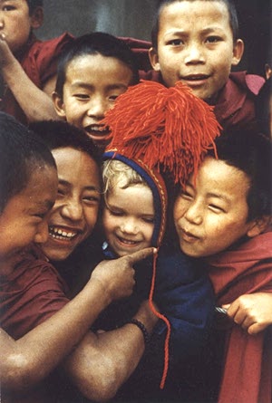 Sky with Tibetan boys